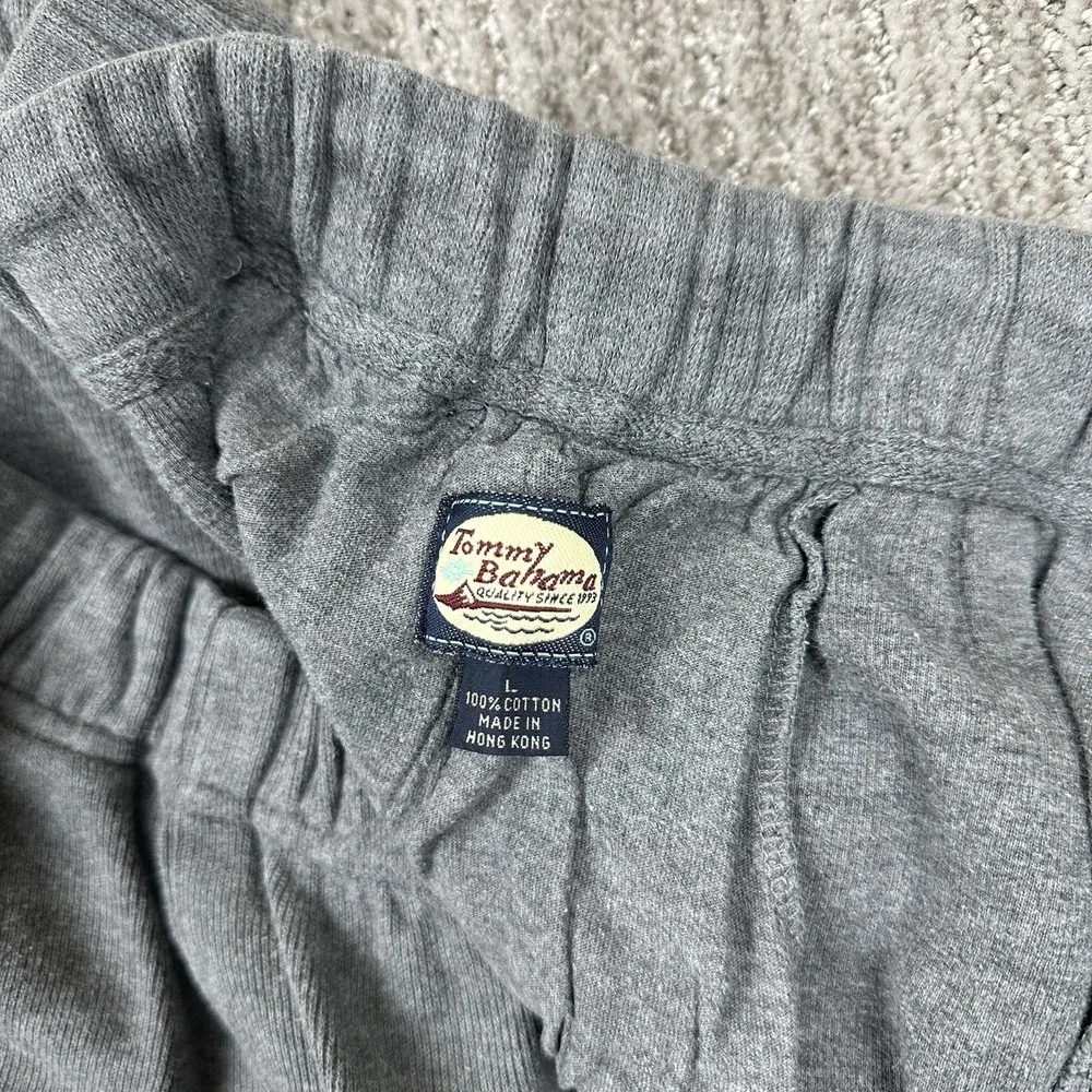 Tommy Bahama Pants Mens L Gray Cotton Sweatpants Baggy Wide Leg Elastic‎ Waist